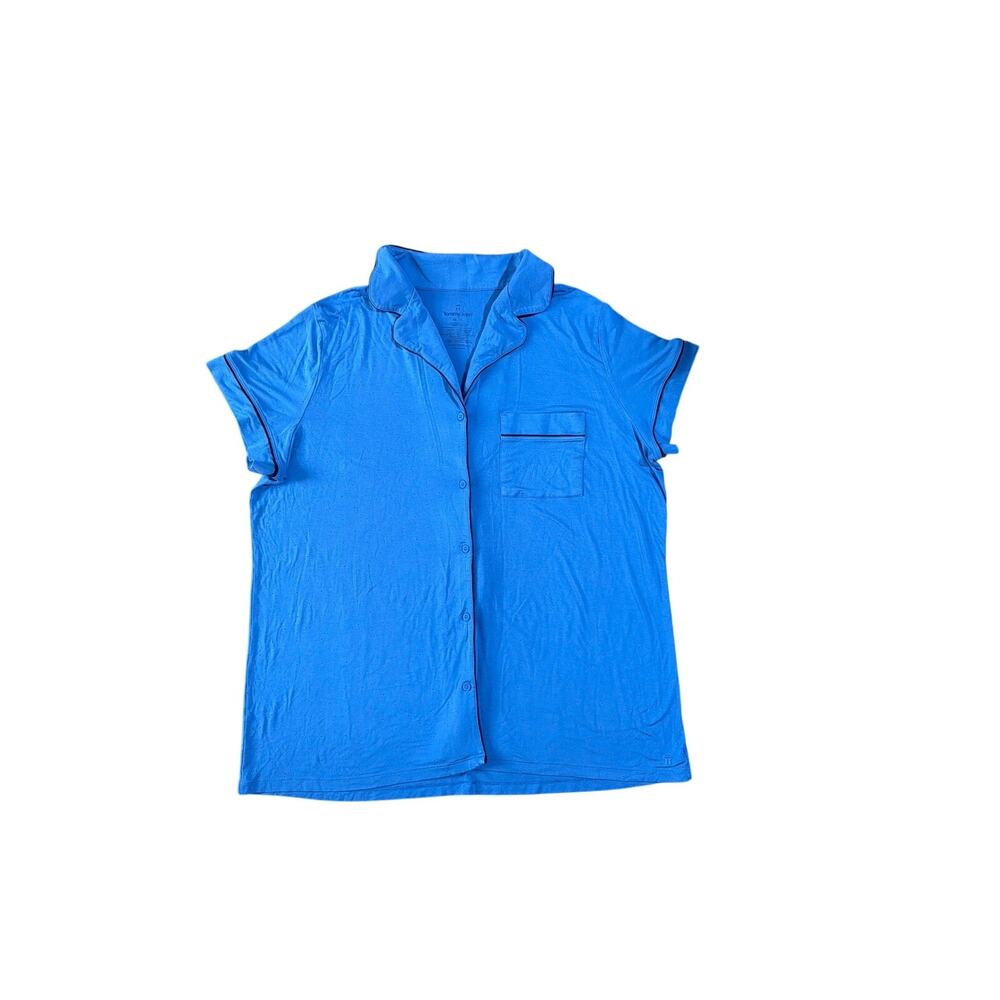 Tommy John Pima Short-Sleeve Blue Polka Dot Loose Fit Pajama Shirt 2XL